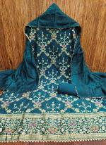 Chanderi Aqua Blue Festival Wear Crosset Work Dress Material